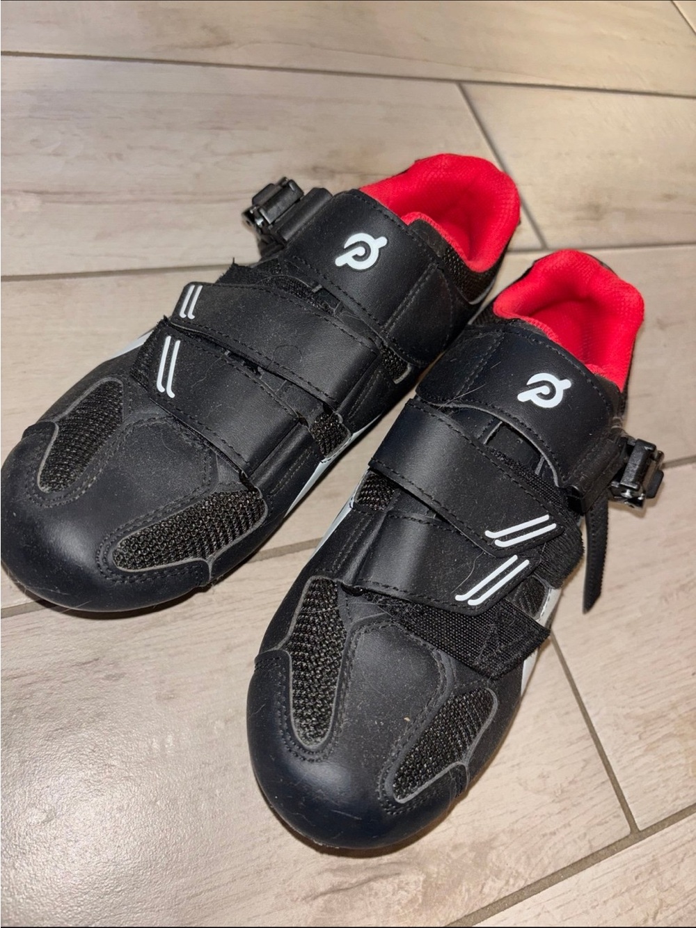 Peloton Black Sneakers with Red Lining